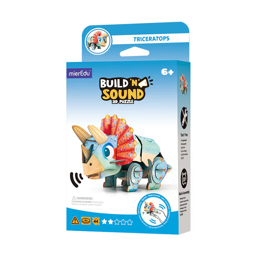 Mini Puzzle 3D con sonido: Triceratops - Mieredu