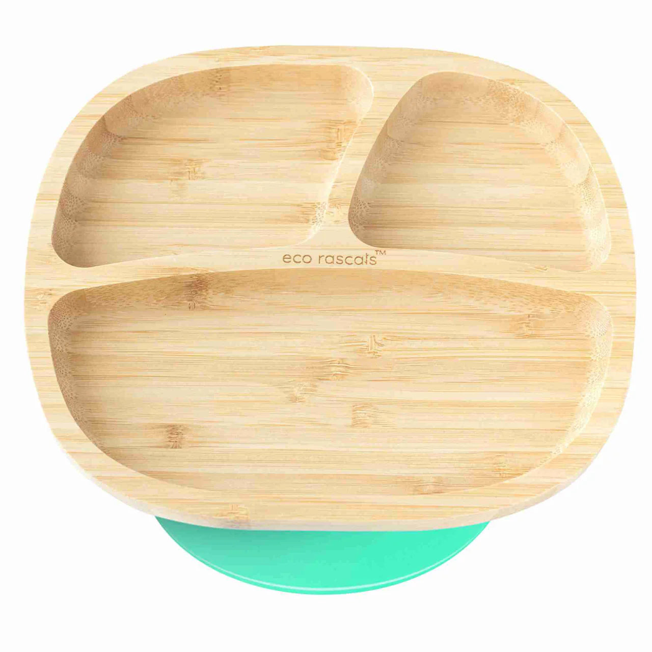 Plato Bambú Secciones con ventosa de silicona Verde - Eco Rascals