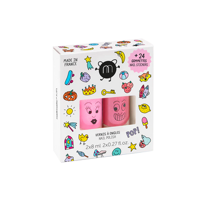 Pack de 2 Esmalte de Uñas y Pegatinas POP - Nailmatic