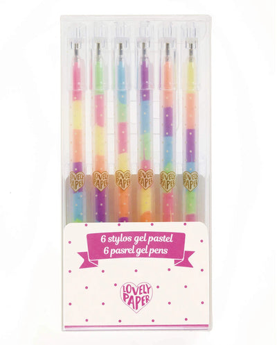 Estuche 6 bolígrafos gel arco iris pastel - Djeco