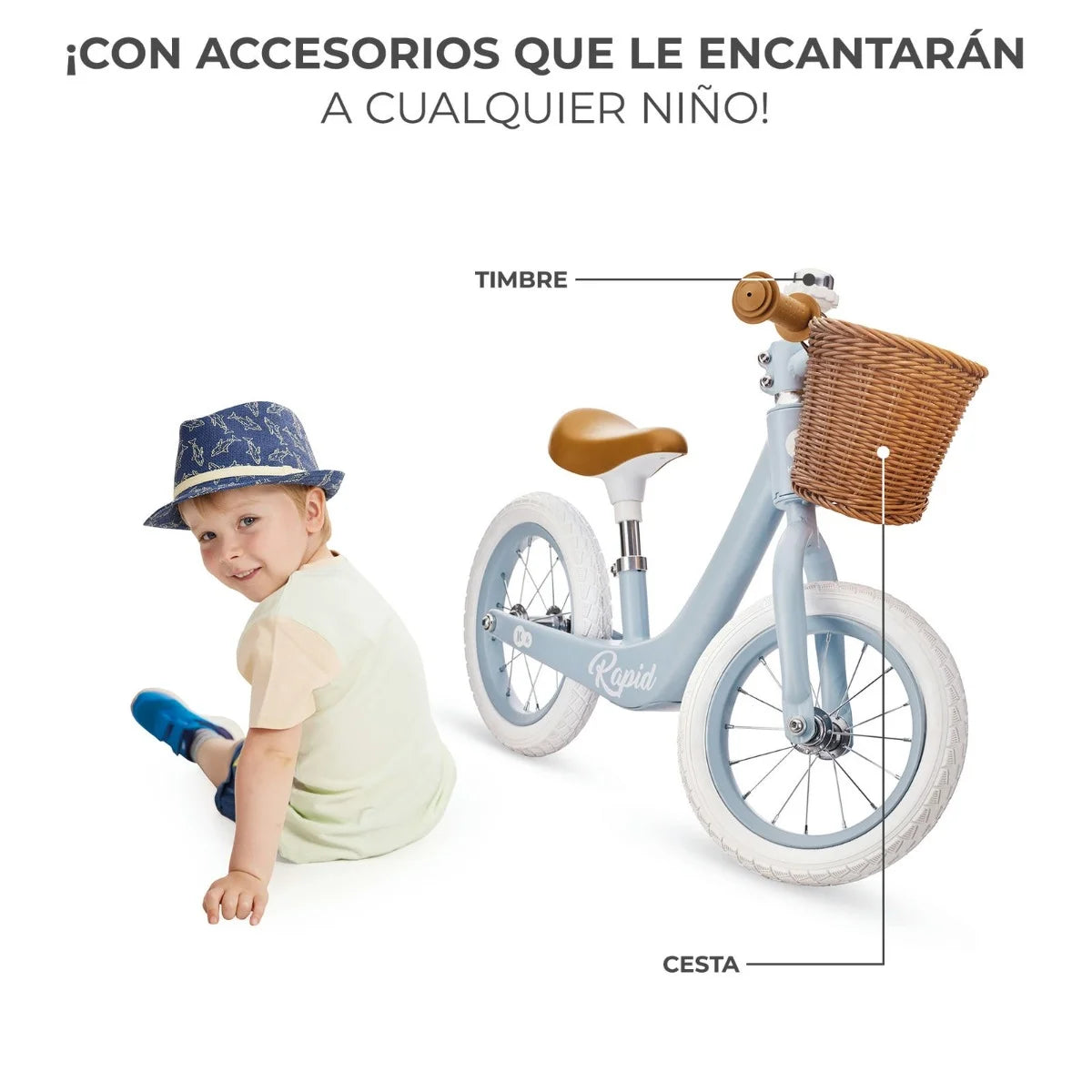 Kinderkraft Rapid - Bicicleta de equilibrio sin pedales - Azul