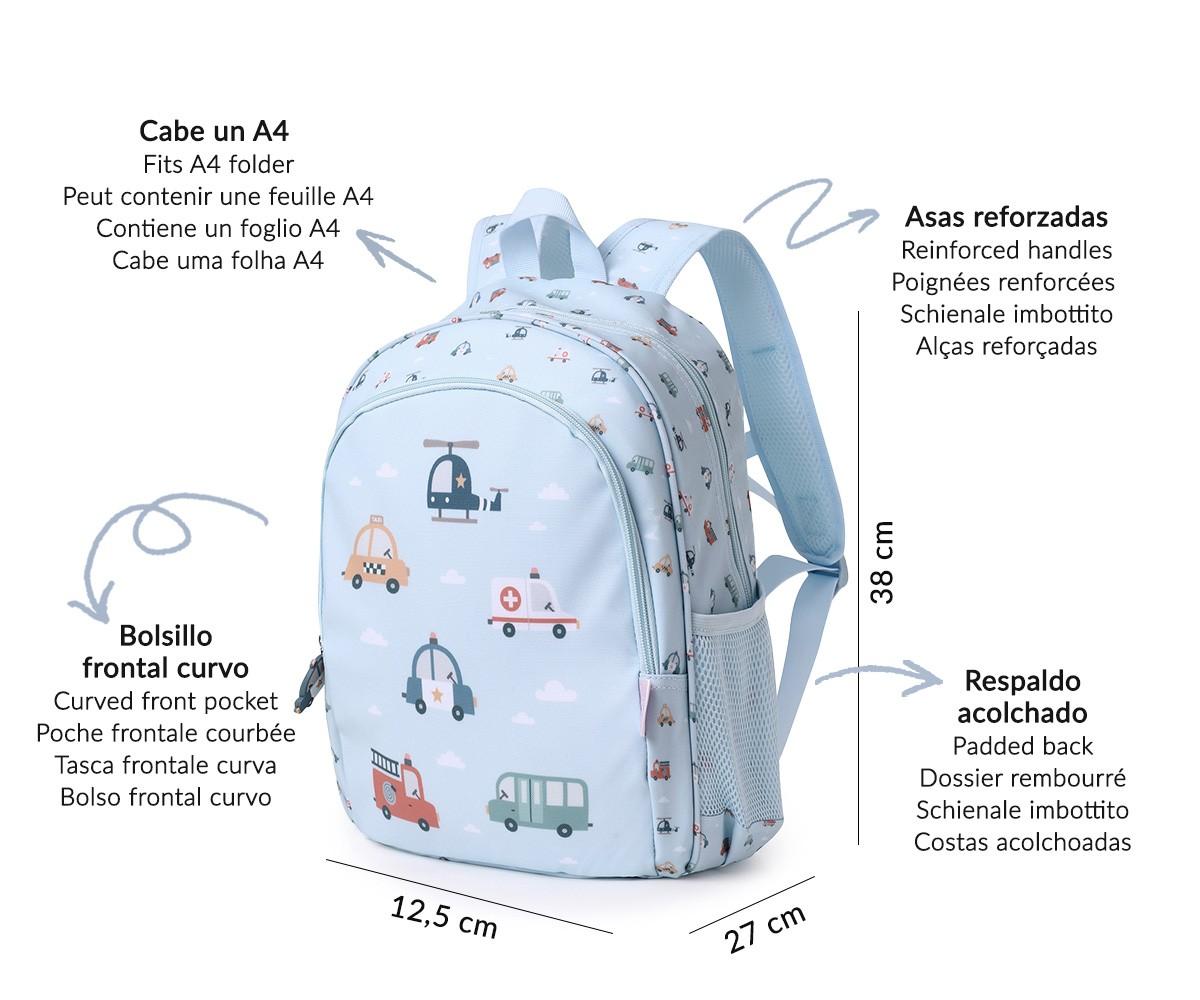 Mochila Mediana City Cars + Llavero Personalizable - Tutete