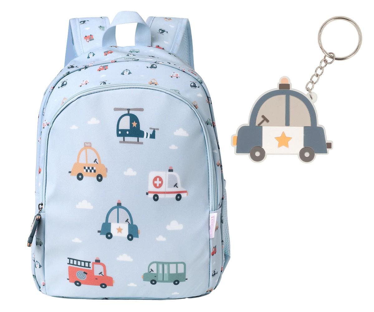 Mochila Mediana City Cars + Llavero Personalizable - Tutete