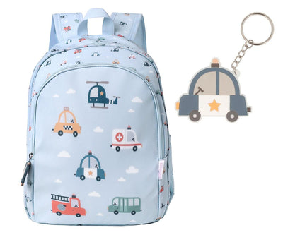 Mochila Mediana City Cars + Llavero Personalizable - Tutete