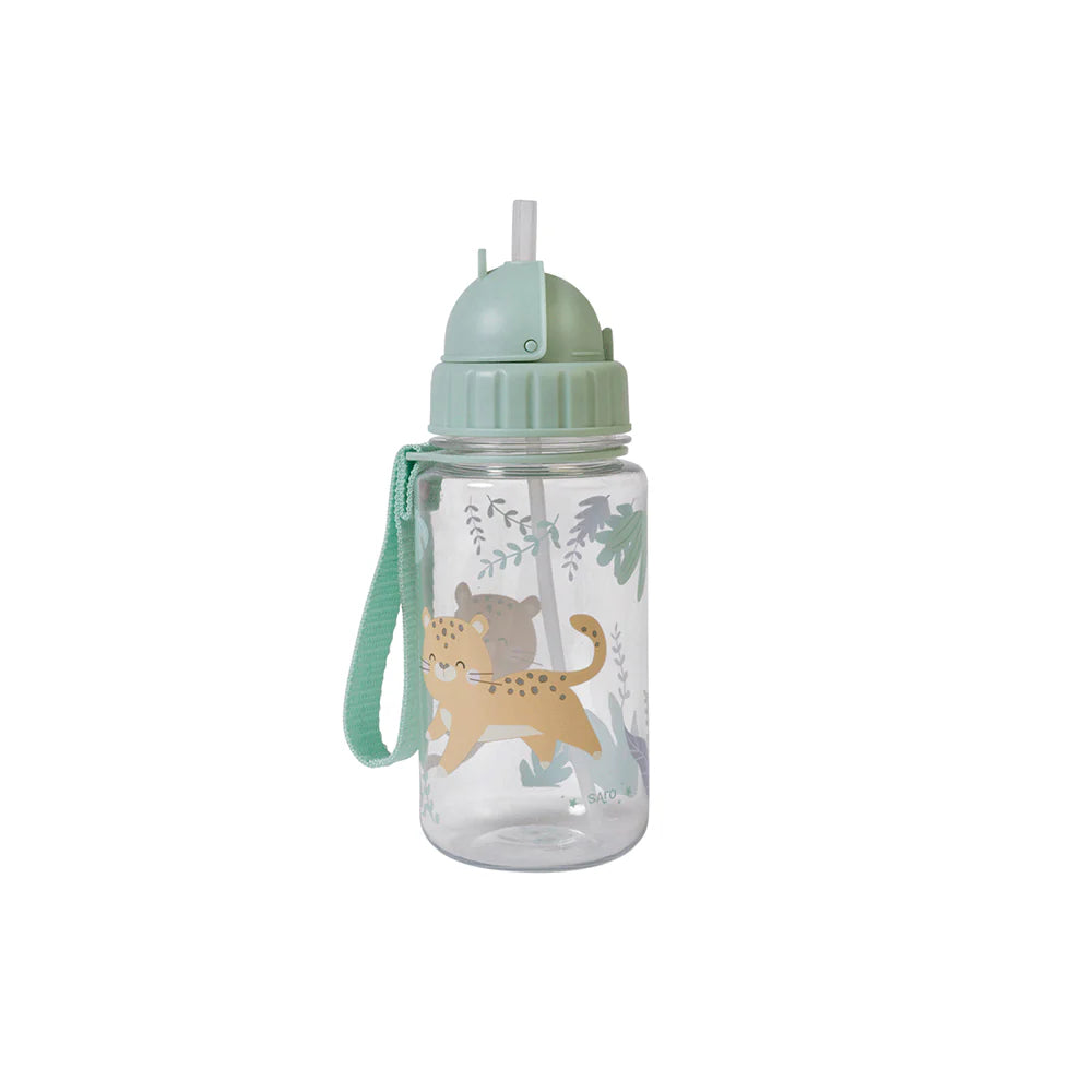 Botella con Pajita y Colgador Jungle Cheetas 450ml - Saro