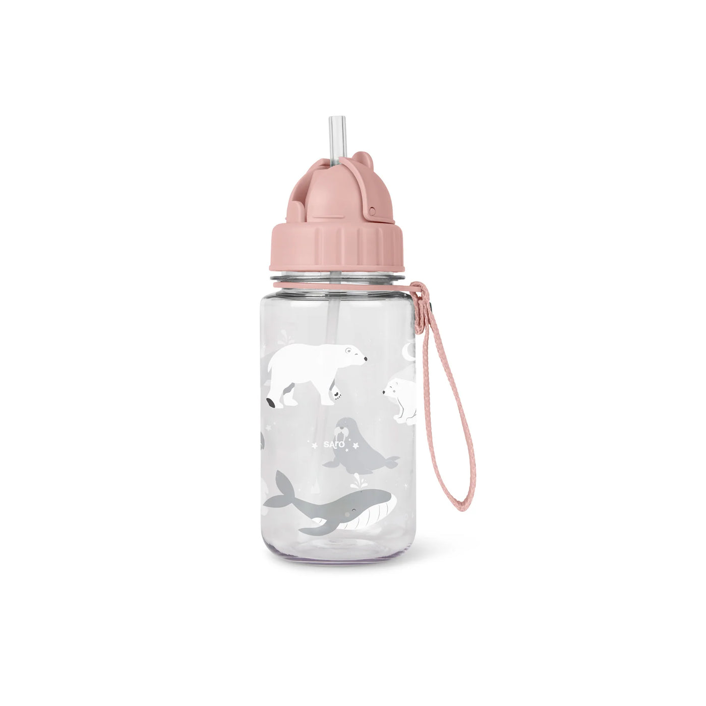 Botella con Pajita y Colgador Polaris Rosa 450ml - Saro