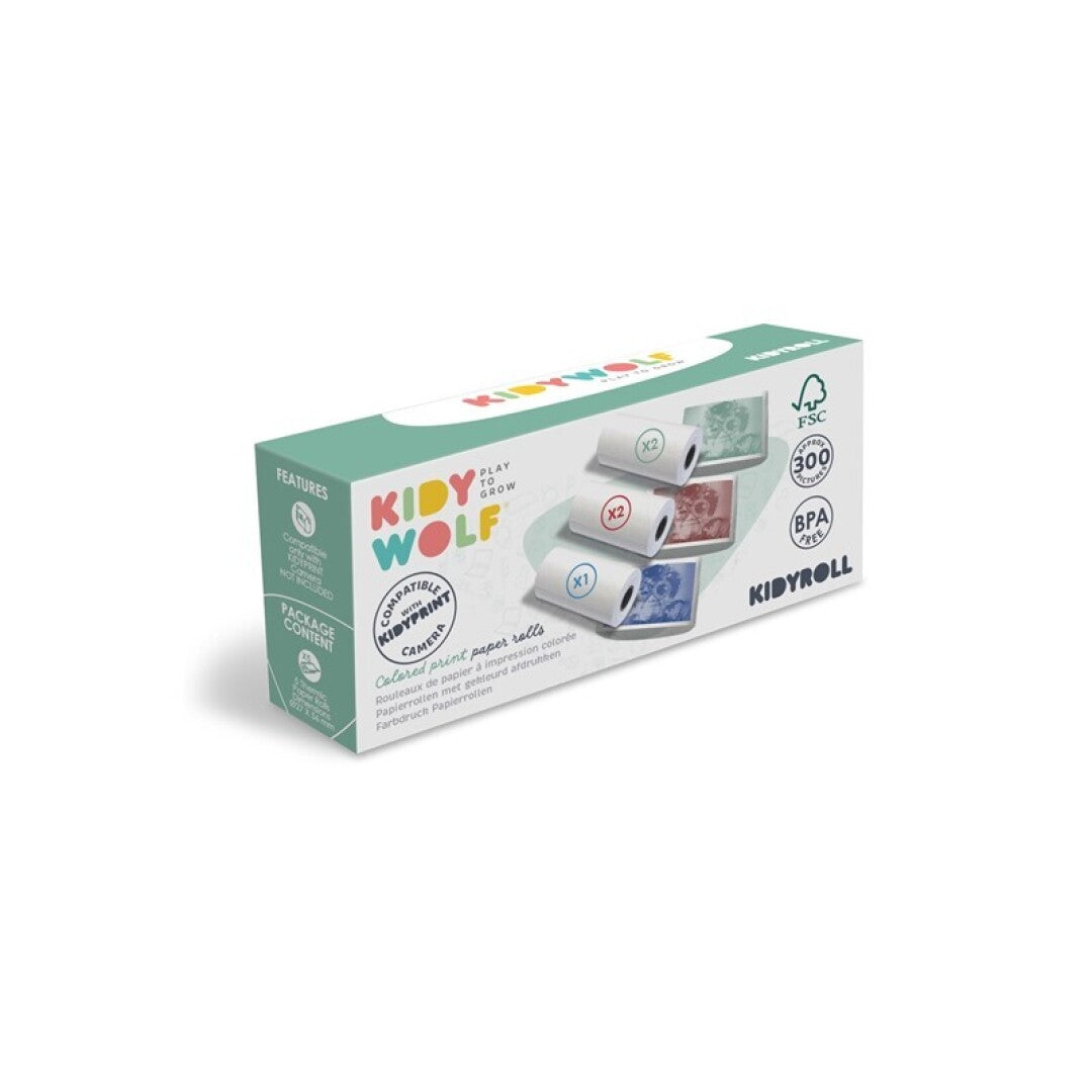 Papel térmico para KidyPrint (5 rollos, 3 colores) - Kidywolf