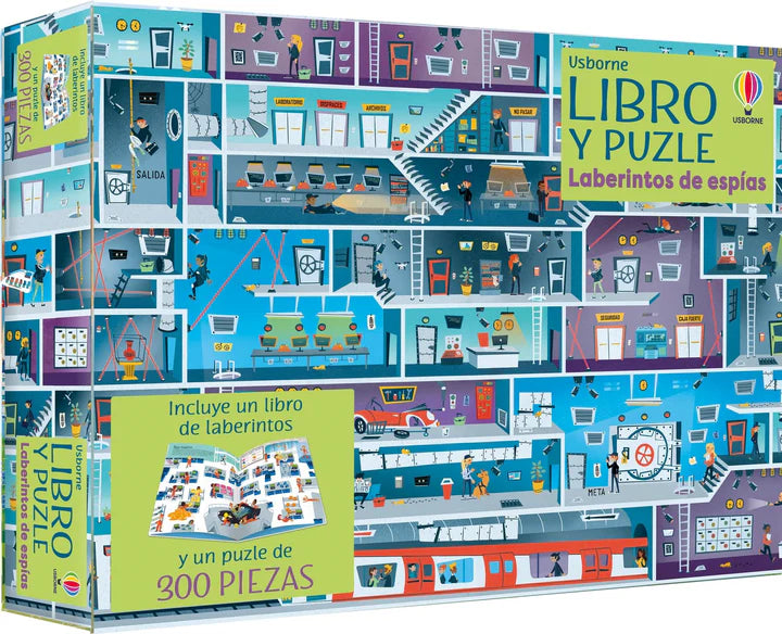 Libro y puzzle: Laberintos de espías - Usborne