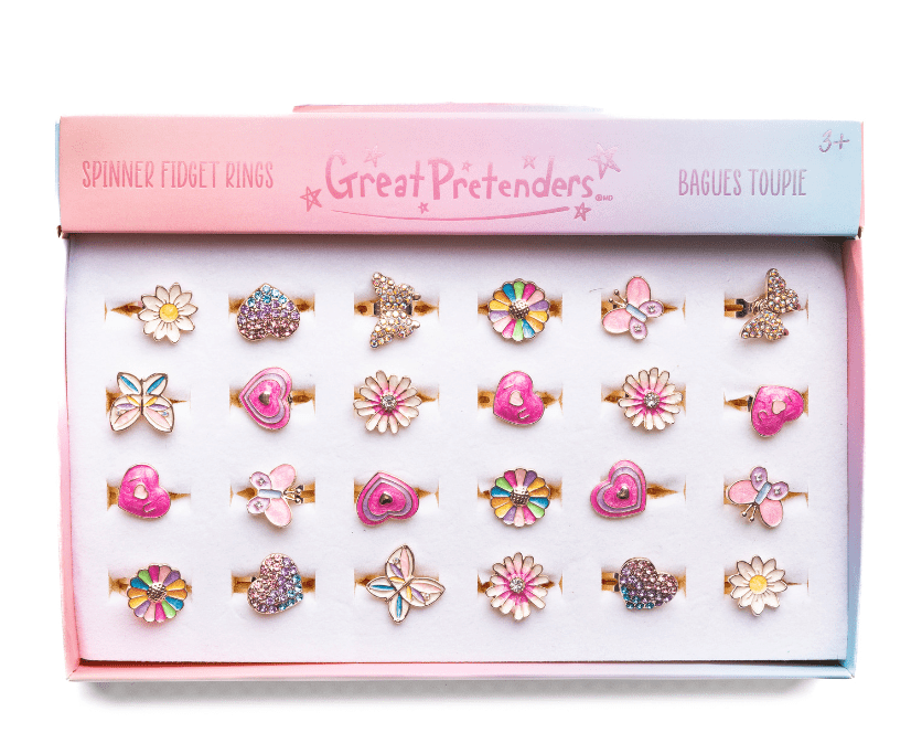 Anillos Giratorios para Niñas - Anillos Spinner con Diseños Divertidos 24 piezas - Great Pretenders