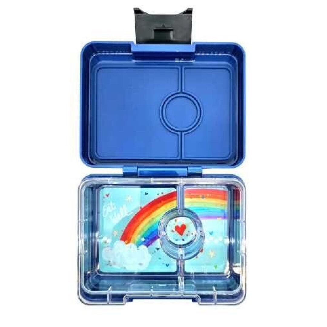 Fiambrera Yumbox Snack 3 compartimentos:  MONTECARLO BLUE+RAINBOW