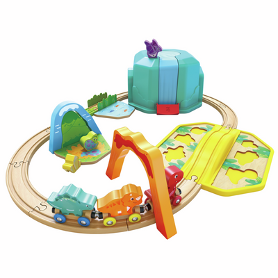 Equipo de tren de dinosaurios con cubo - Hape
