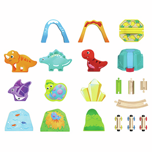 Equipo de tren de dinosaurios con cubo - Hape