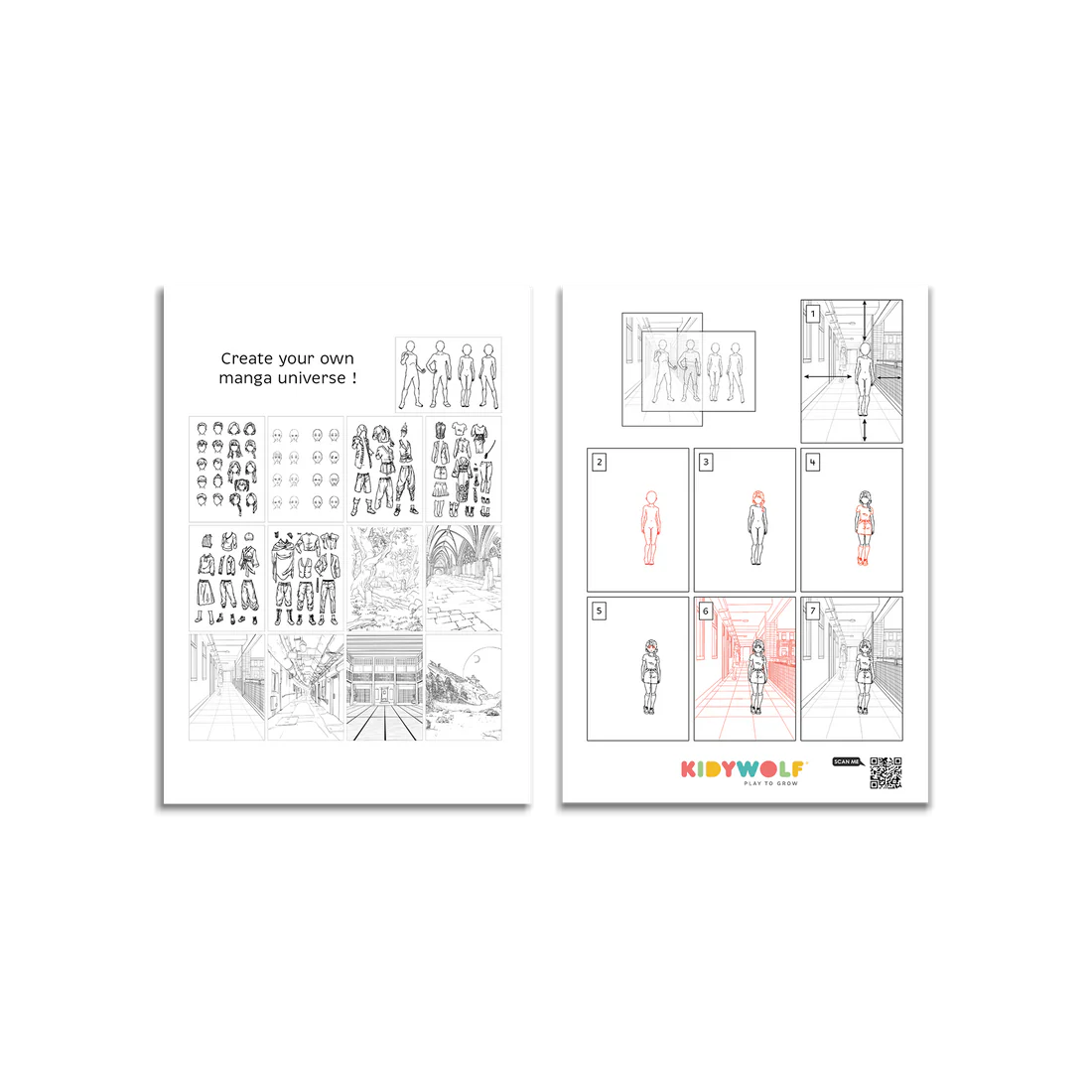 Kidydraw Tabla de Dibujo Azul: Manga - Kidywolf