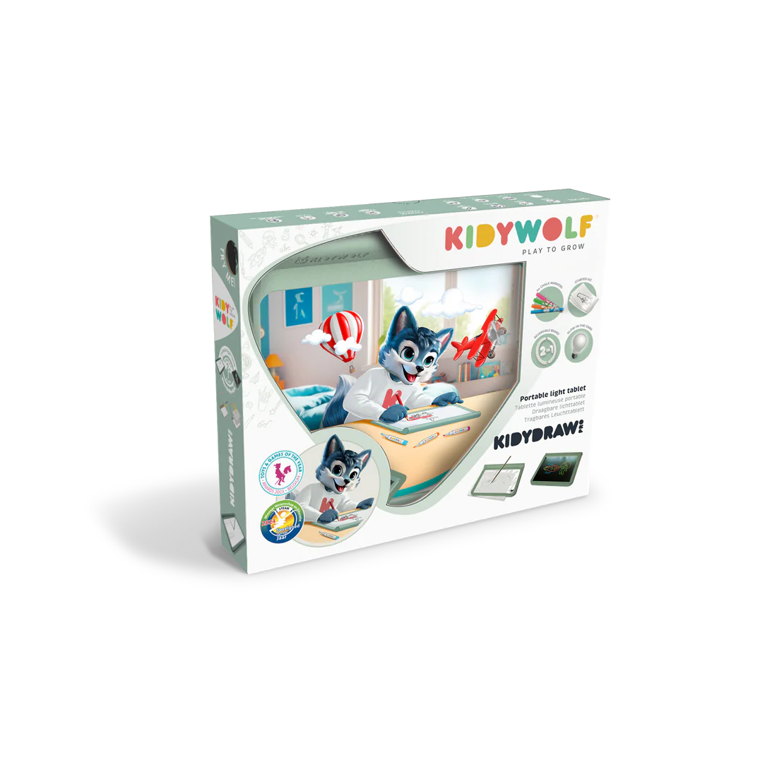 Kidydraw Tabla de Dibujo Verde: Letras y números - Kidywolf