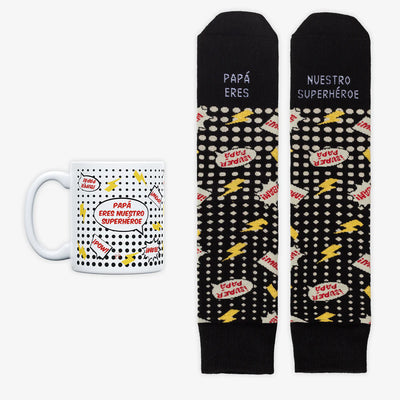 Kit Taza + Calcetines "Papá eres nuestro superhéroe" - UO