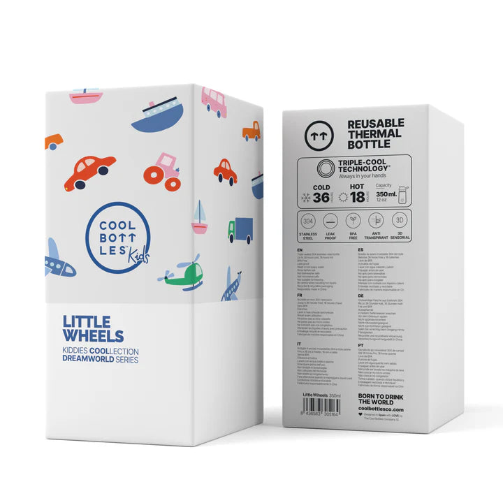 Botella Kiddie: Little Wheels 350ml - Cool Bottles