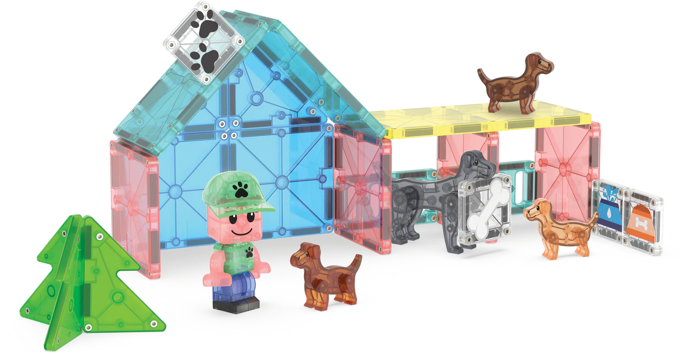 MAGNA-TILES Puppy Park - Set 27 Piezas con 4 Mascotas