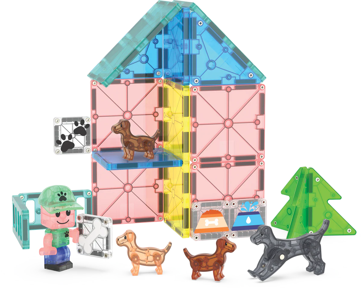 MAGNA-TILES Puppy Park - Set 27 Piezas con 4 Mascotas