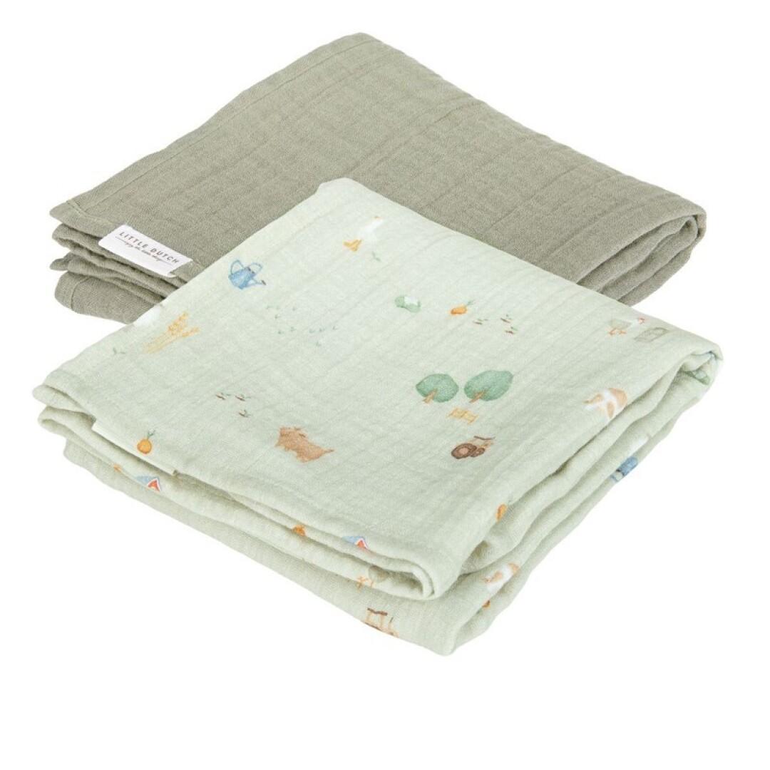 Pack de 2 Muselinas Little Farm & Olive - Little Dutch