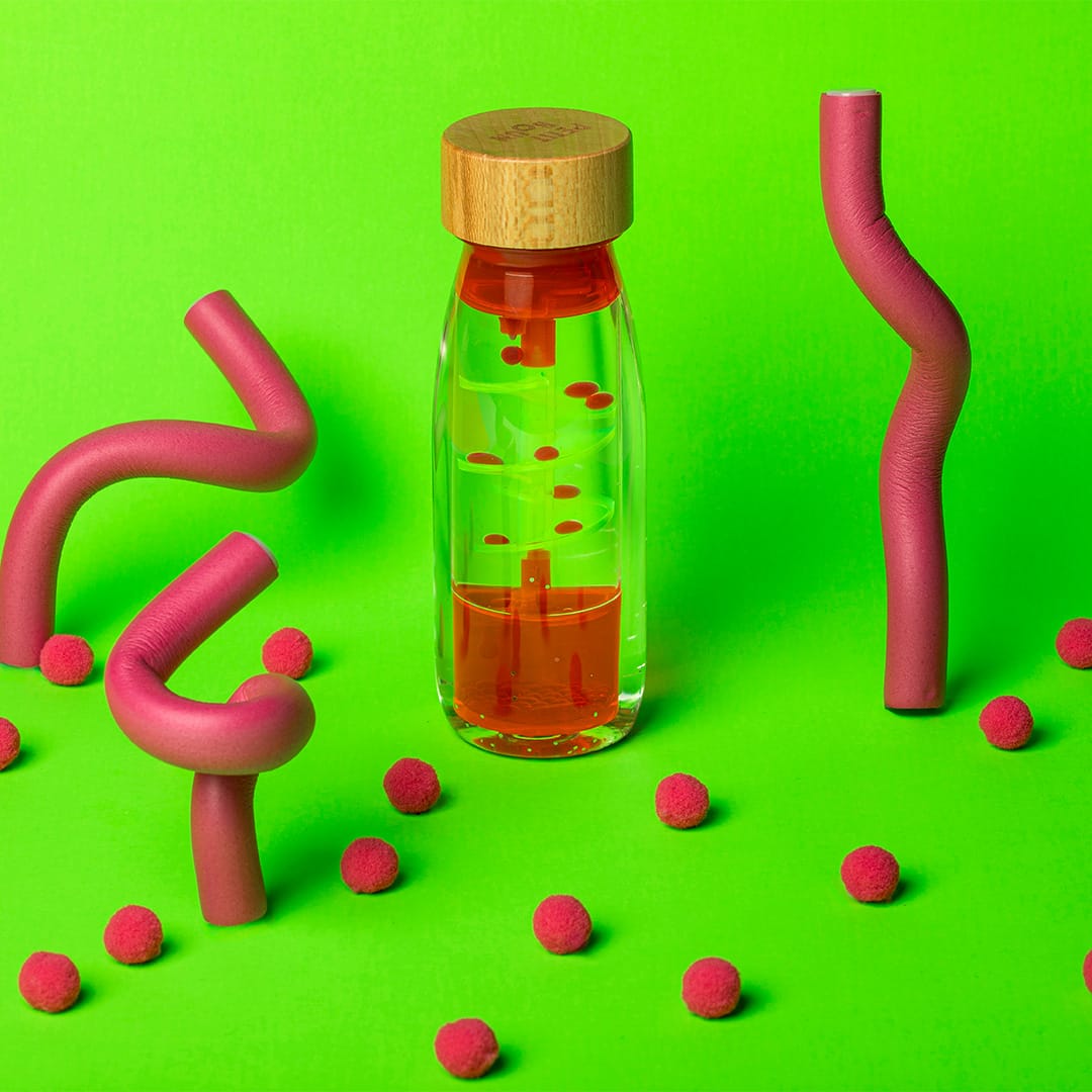 Botella Sensorial Movimiento: Espiral Rosa