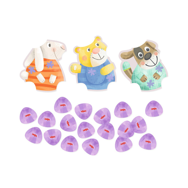 HABA Mis Primeros Juegos – Limpiamos: Juego De Clasificación Cooperativo Para Niños De 2 A 4 Años, Con Gato Tapsi Y 18 Piezas De Madera