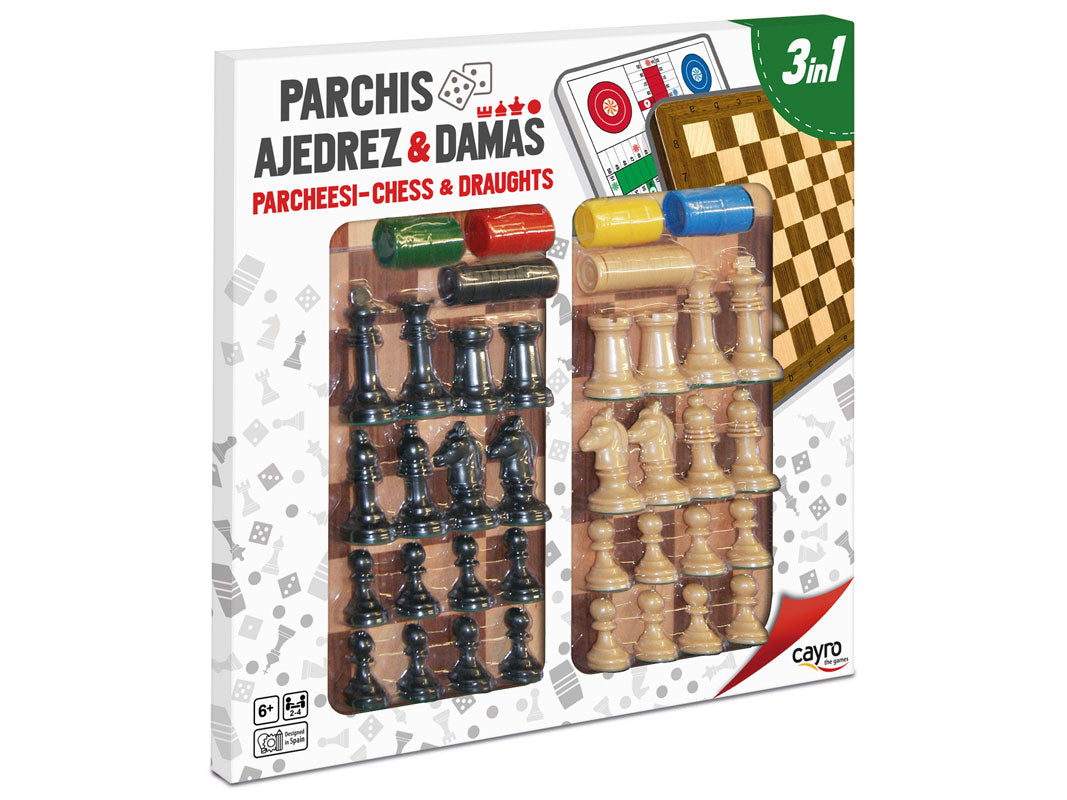 Parchis, ajedrez y damas 3 en 1 - Cayro