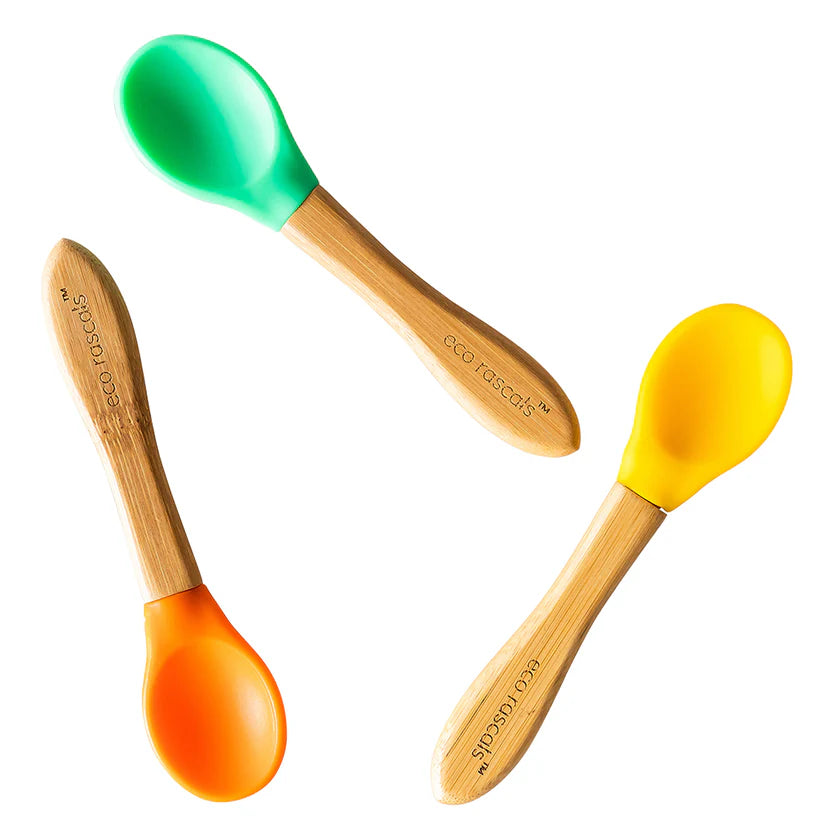 Cucharas bambú Verde Naranja Amarilla - Eco Rascals