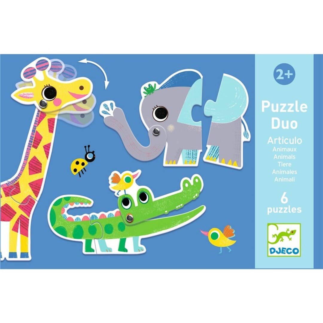 Puzzle Dúo: Animales Articulados - 20 pzs - Djeco