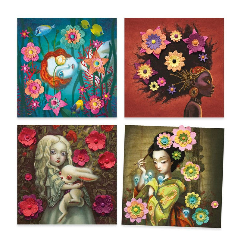 Papel creativo "Rock`n Rosas" Cuadros en 3D - Djeco