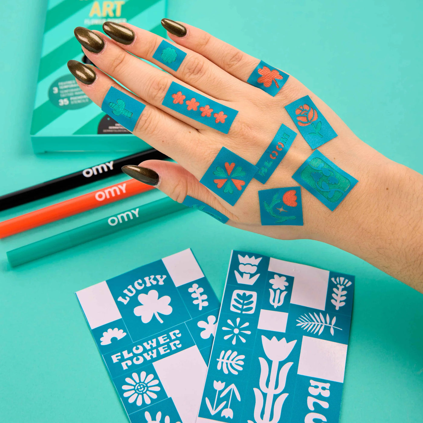 Set De 15 Rotuladores De Tatuajes Temporales Con Purpurina – 6 Colores, 9 Plantillas, Lavables Con Agua Y Jabón, Para Fiestas Y Eventos Infantiles