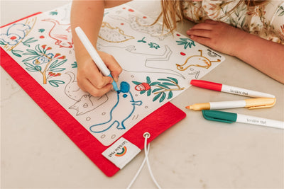 Tapete reutilizable para colorear: Animales Australia (4 Rotuladores) - Scribble Mat