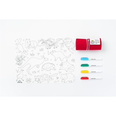 Tapete reutilizable para colorear: Animales Australia (4 Rotuladores) - Scribble Mat