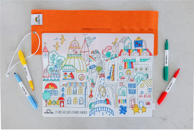 Tapete reutilizable para colorear: Diversity (4 Rotuladores) - Scribble Mat