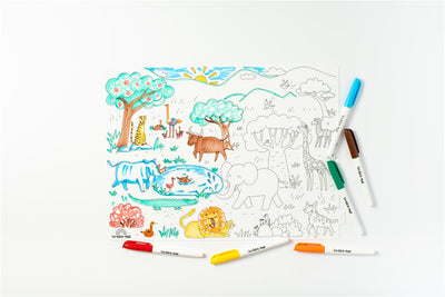 Tapete reutilizable para colorear: Safari (6 Rotuladores) - Scribble Mat