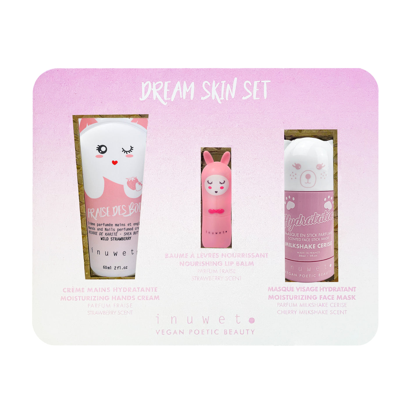 Dream Rosa (Mascarilla, crema de manos + bálsamo labial)  - Inuwet