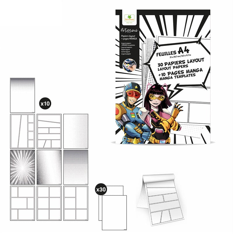Manga: 30 Folios + 10 Plantillas para maquetar - Sycomore