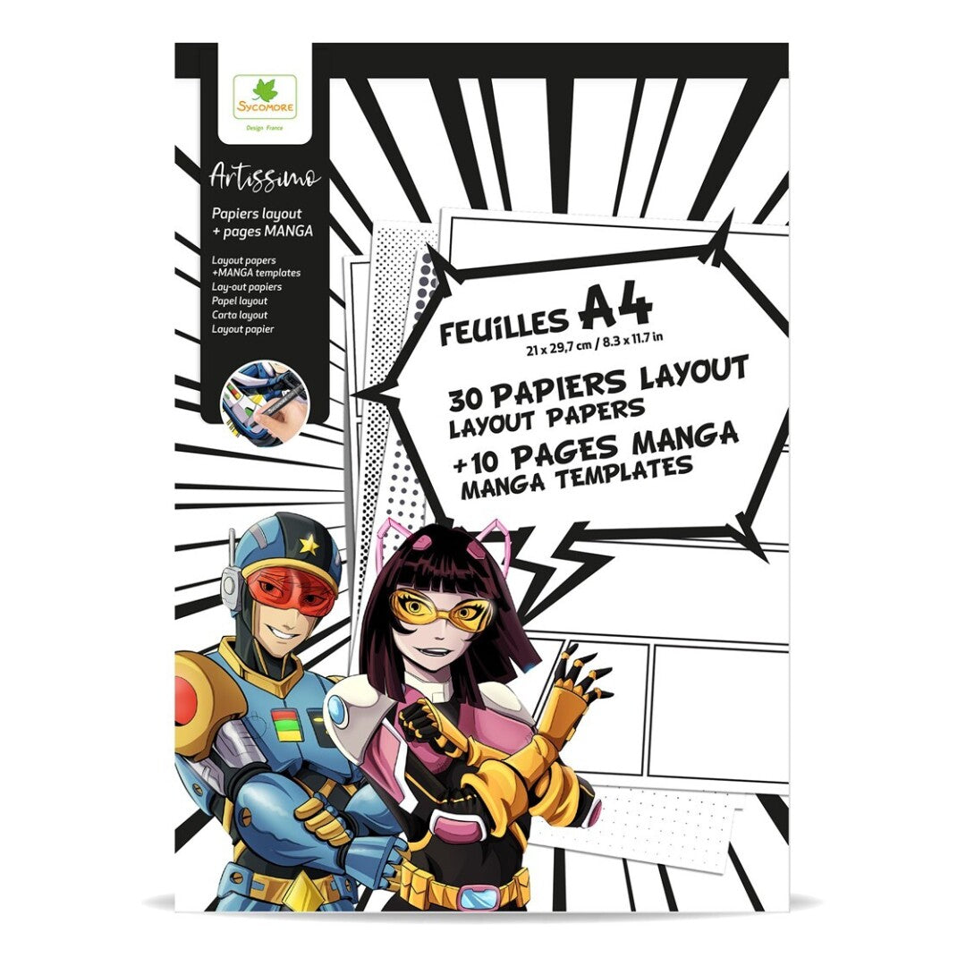 Manga: 30 Folios + 10 Plantillas para maquetar - Sycomore
