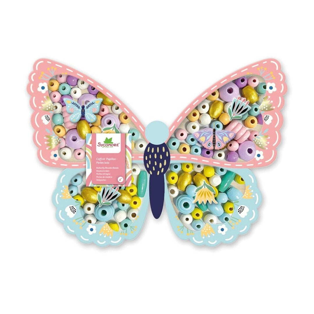 Pulseras: Cuentas de madera de mariposa - Toopiz