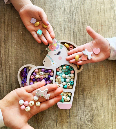 Pulseras: Cuentas de madera de unicornio - Toopiz