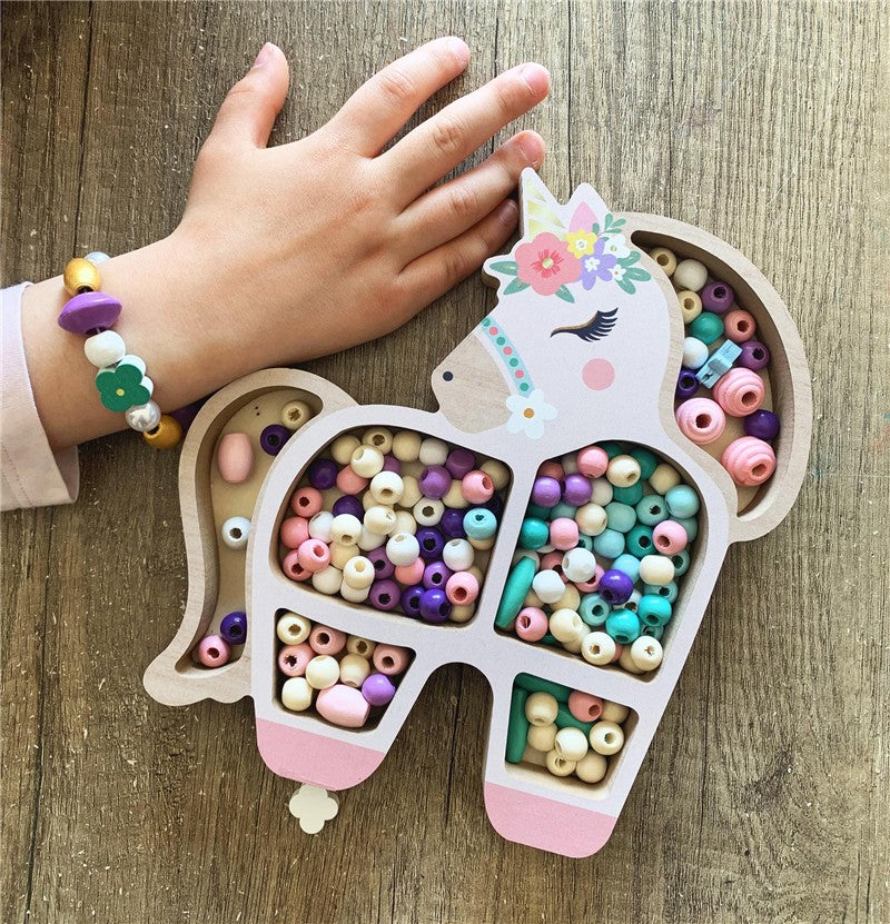 Pulseras: Cuentas de madera de unicornio - Toopiz