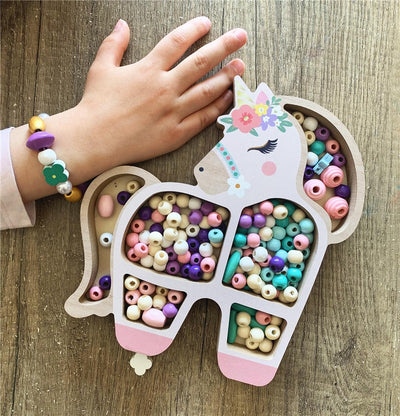 Pulseras: Cuentas de madera de unicornio - Toopiz