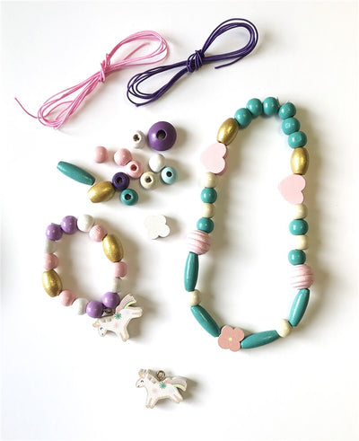Pulseras: Cuentas de madera de unicornio - Toopiz