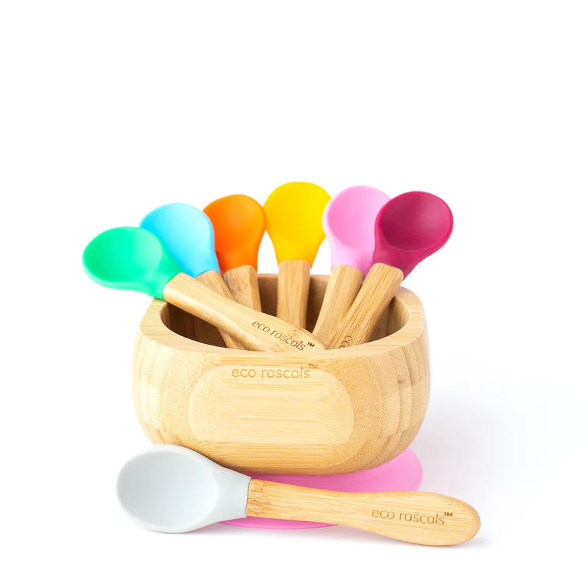 Cucharas bambú Rosa Verde Gris - Eco Rascals