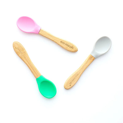 Cucharas bambú Rosa Verde Gris - Eco Rascals