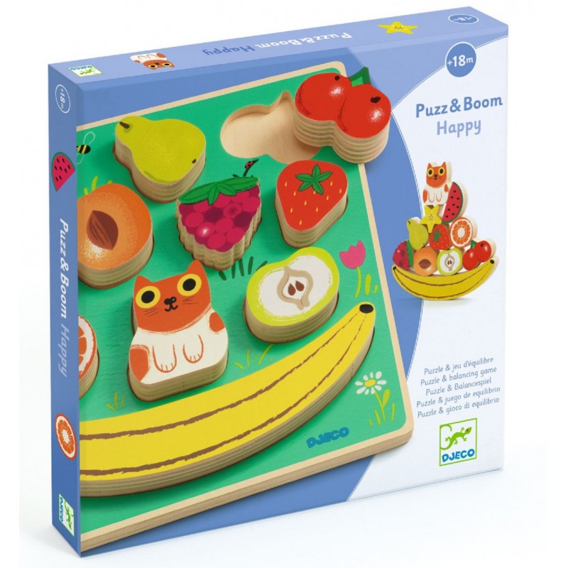 Puzzle encajable y equilibrio frutas - Djeco