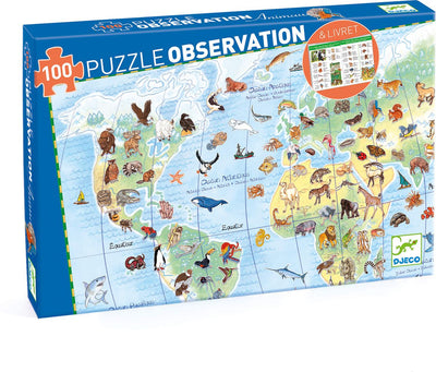 Puzzle Observación: Los Animales del mundo - 100 pzs. - Djeco