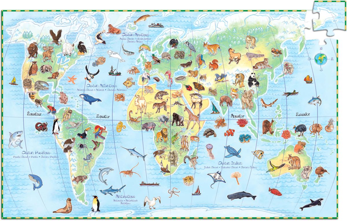 Puzzle Observación: Los Animales del mundo - 100 pzs. - Djeco