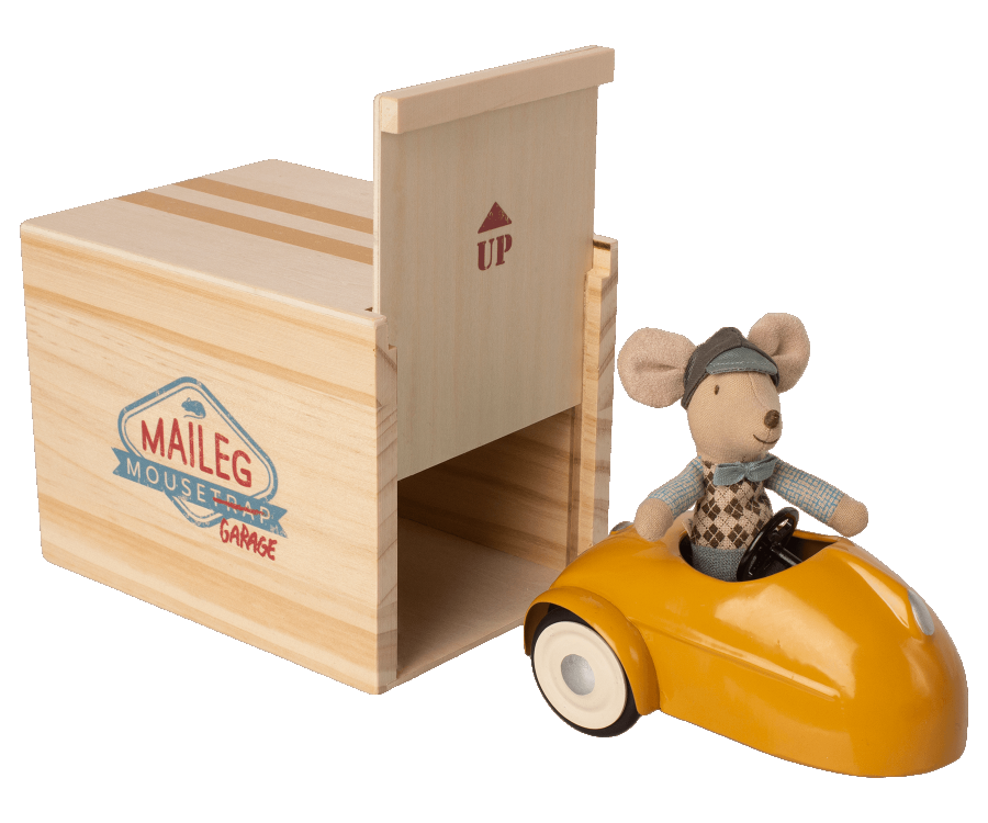 Coche y ratón con garaje amarillo - Maileg