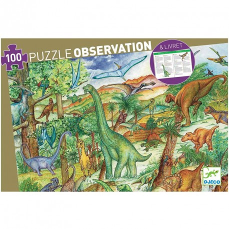 Puzzle Observación: Dinosaurios - 100 pzs. - Djeco