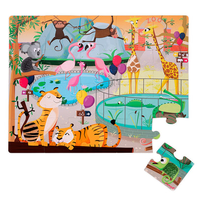 Puzzle táctil gigante en el zoo: 20 piezas - Janod